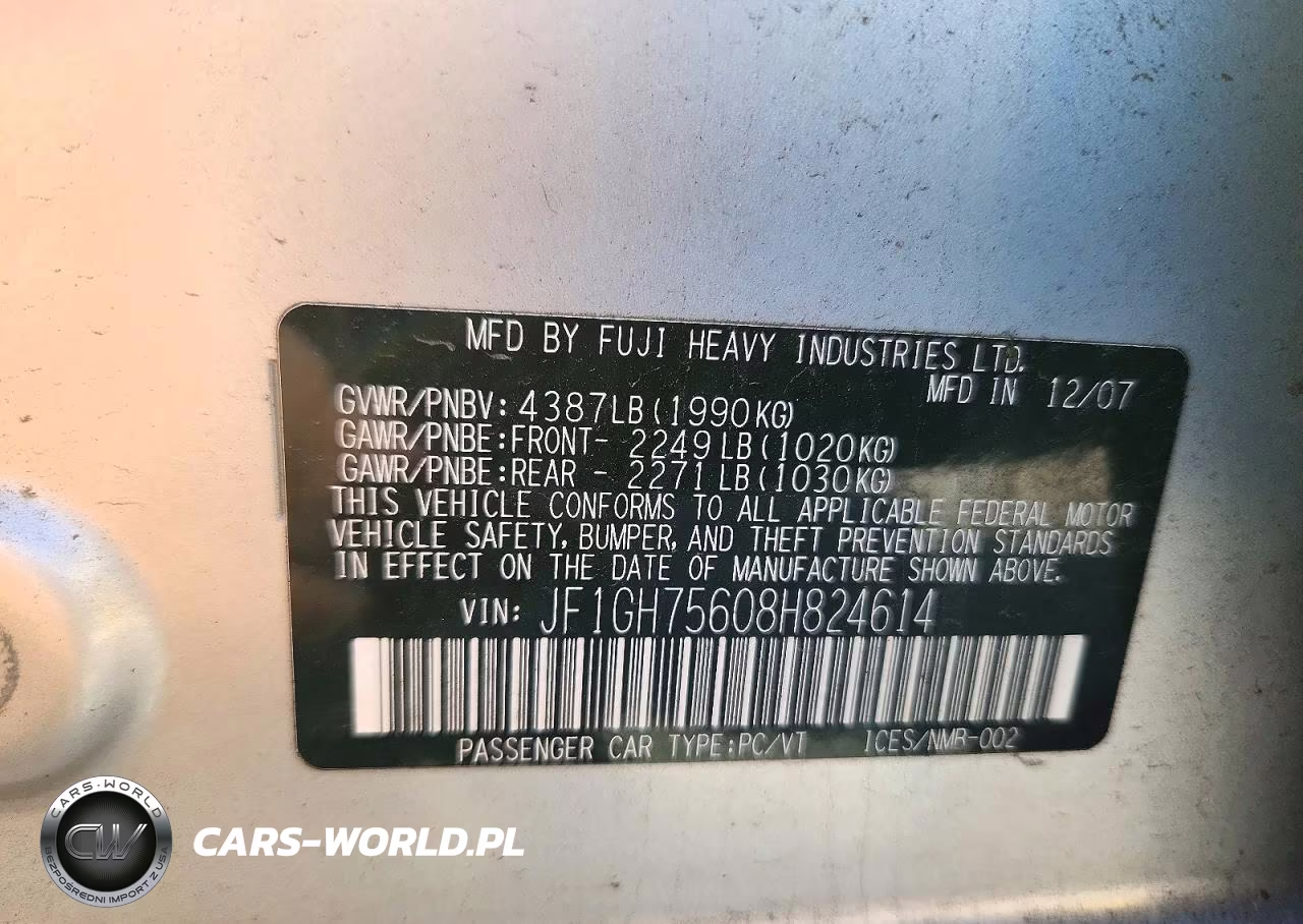 2008 Subaru Impreza Wrx Premium VIN:JF1GH75608H824614 - 12