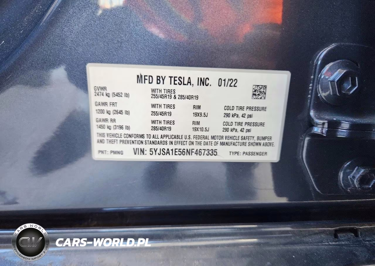 2022 Tesla Model S VIN:5YJSA1E56NF467335 - 12