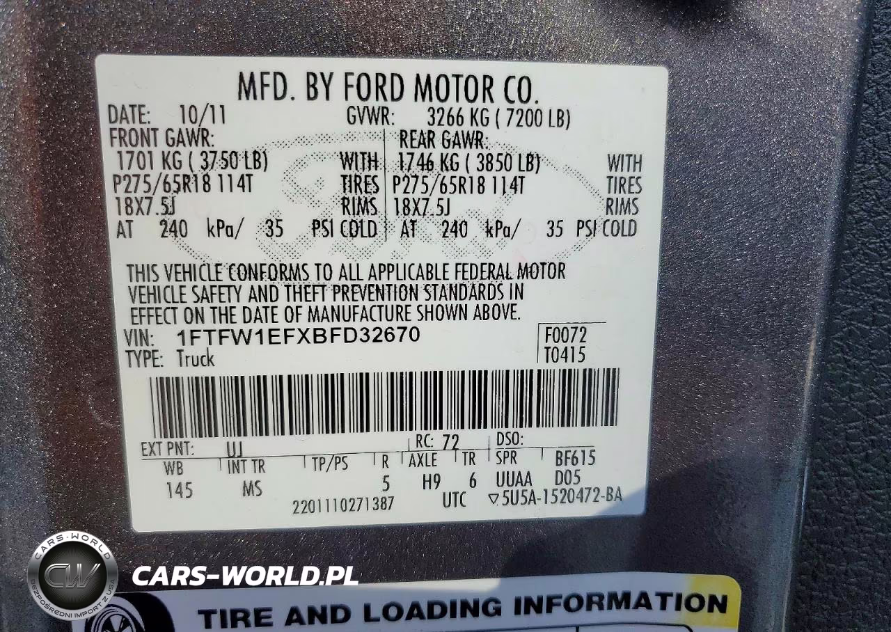 2011 Ford F150 Supercrew VIN:1FTFW1EFXBFD32670 - 13