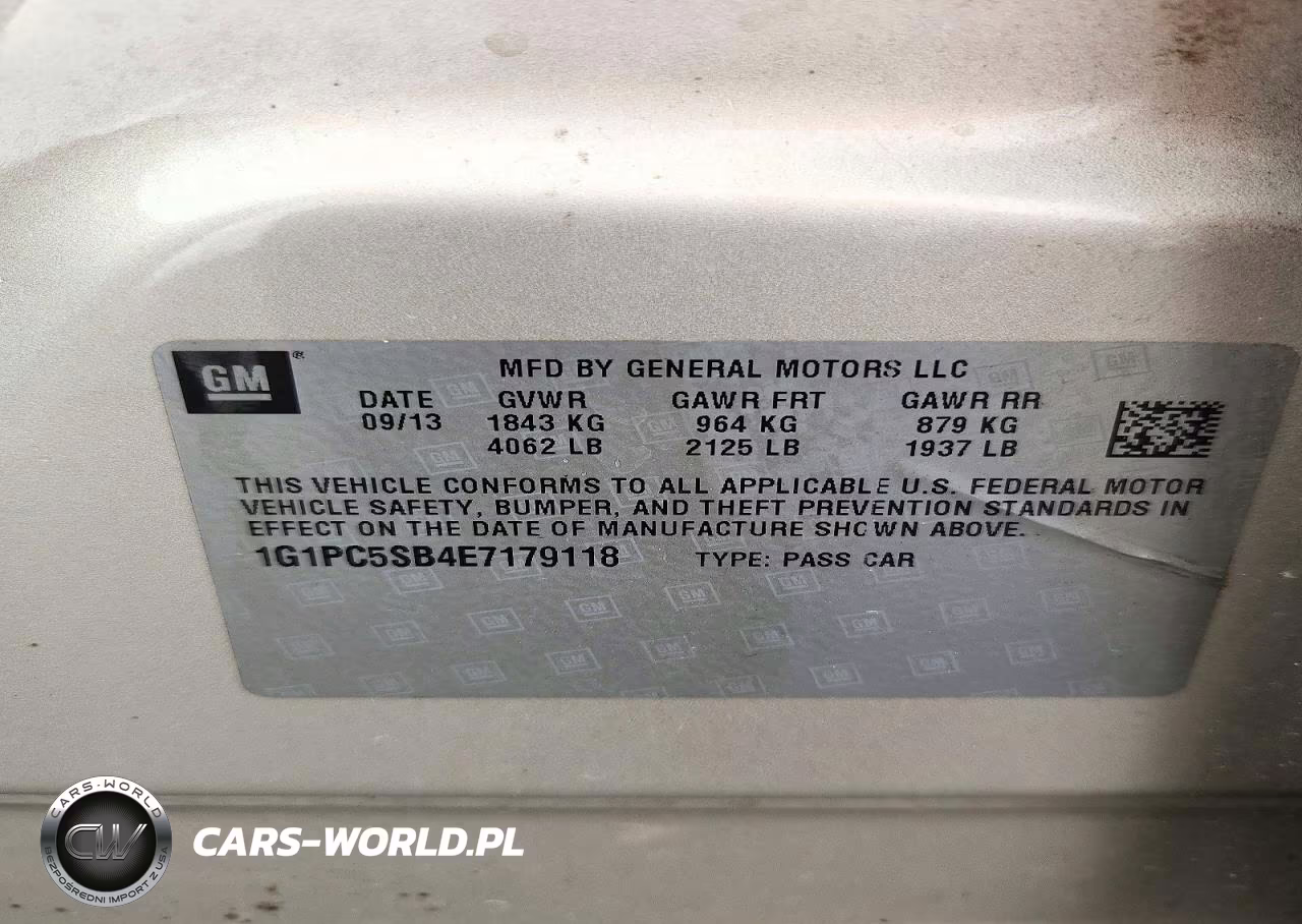 2014 Chevrolet Cruze Lt VIN:1G1PC5SB4E7179118 - 12