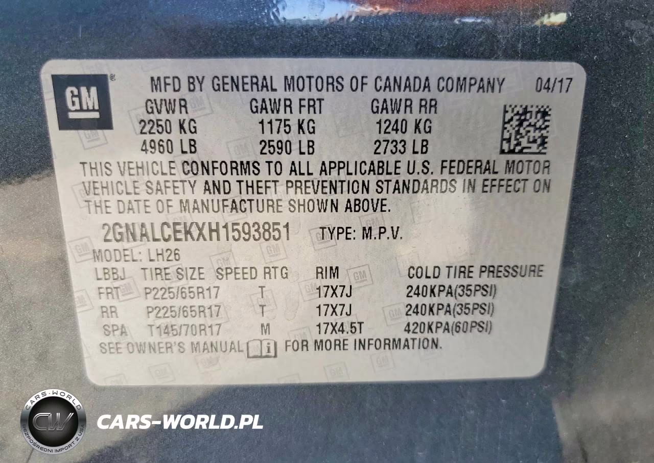 2017 Chevrolet Equinox Lt VIN:2GNALCEKXH1593851 - 14