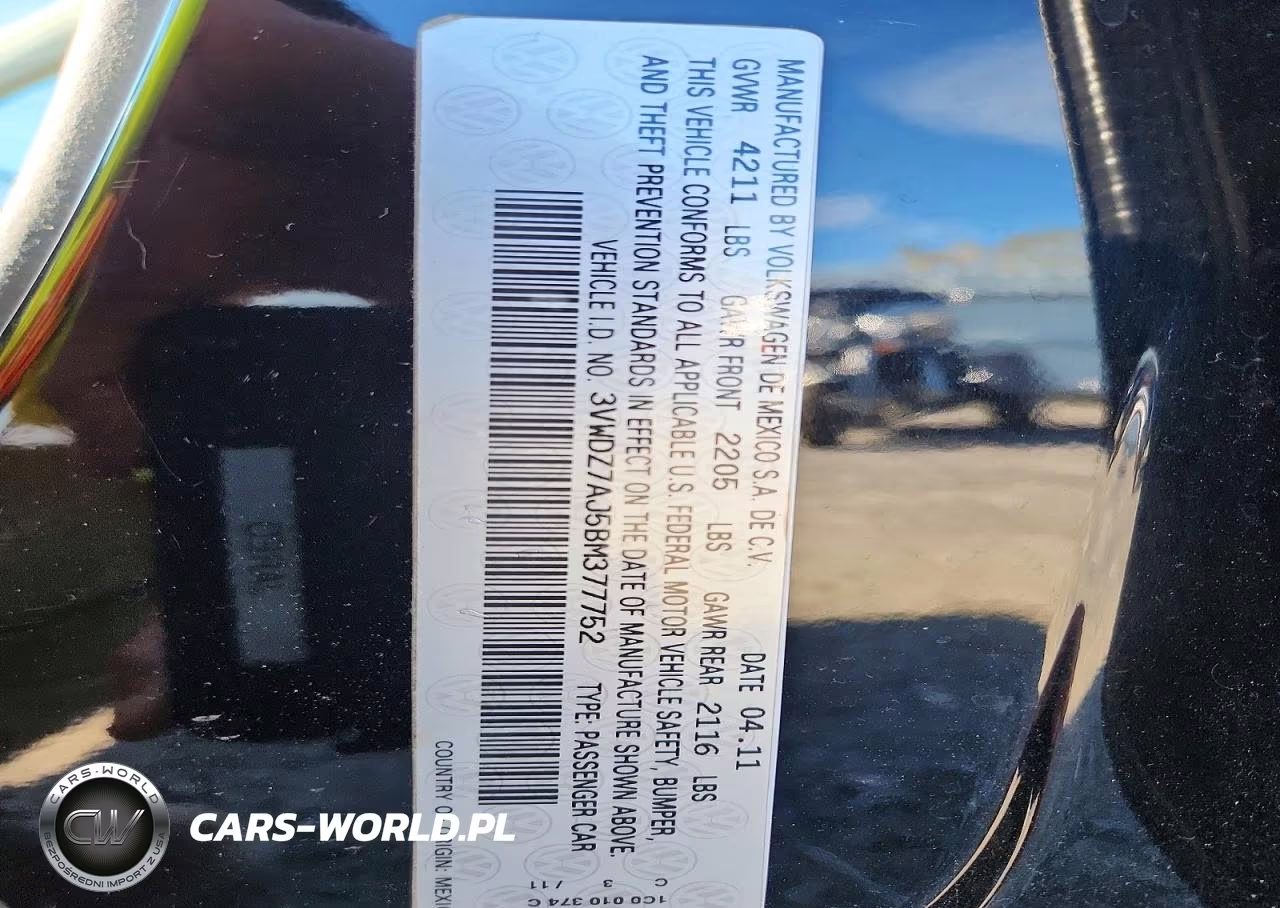 2011 Volkswagen Jetta Se VIN:3VWDZ7AJ5BM377752 - 12