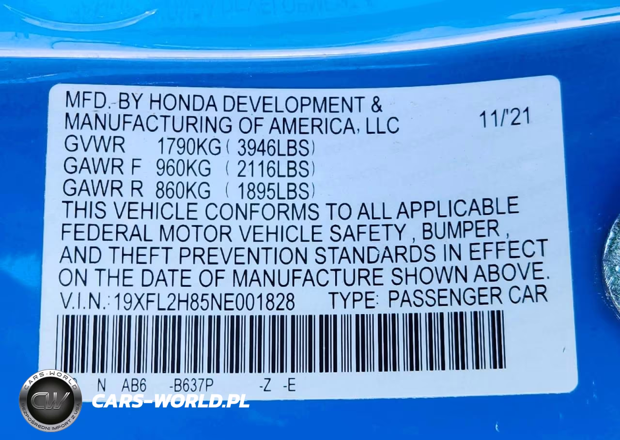 2022 Honda Civic Sport VIN:19XFL2H85NE001828 - 13