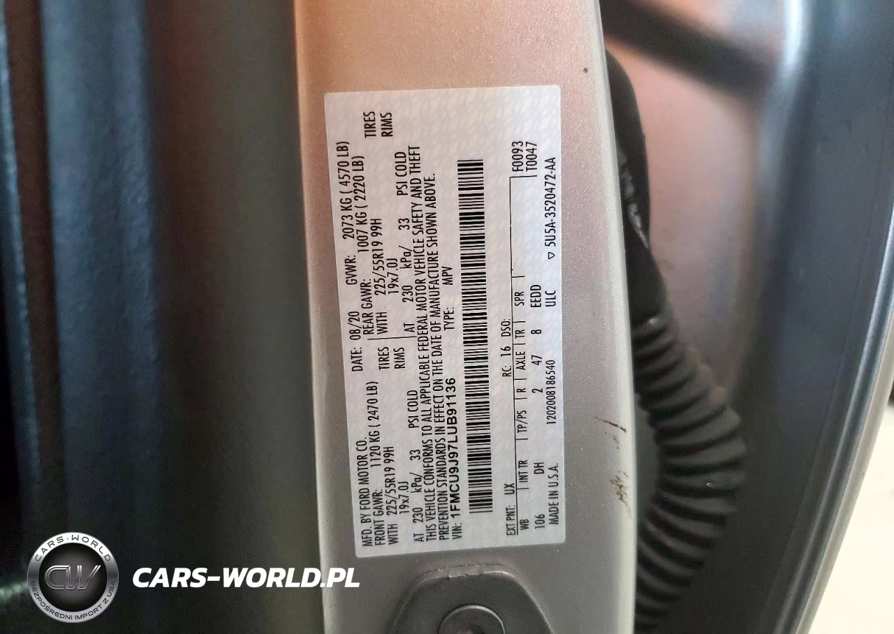 2020 Ford Escape Titanium VIN:1FMCU9J97LUB91136 - 13