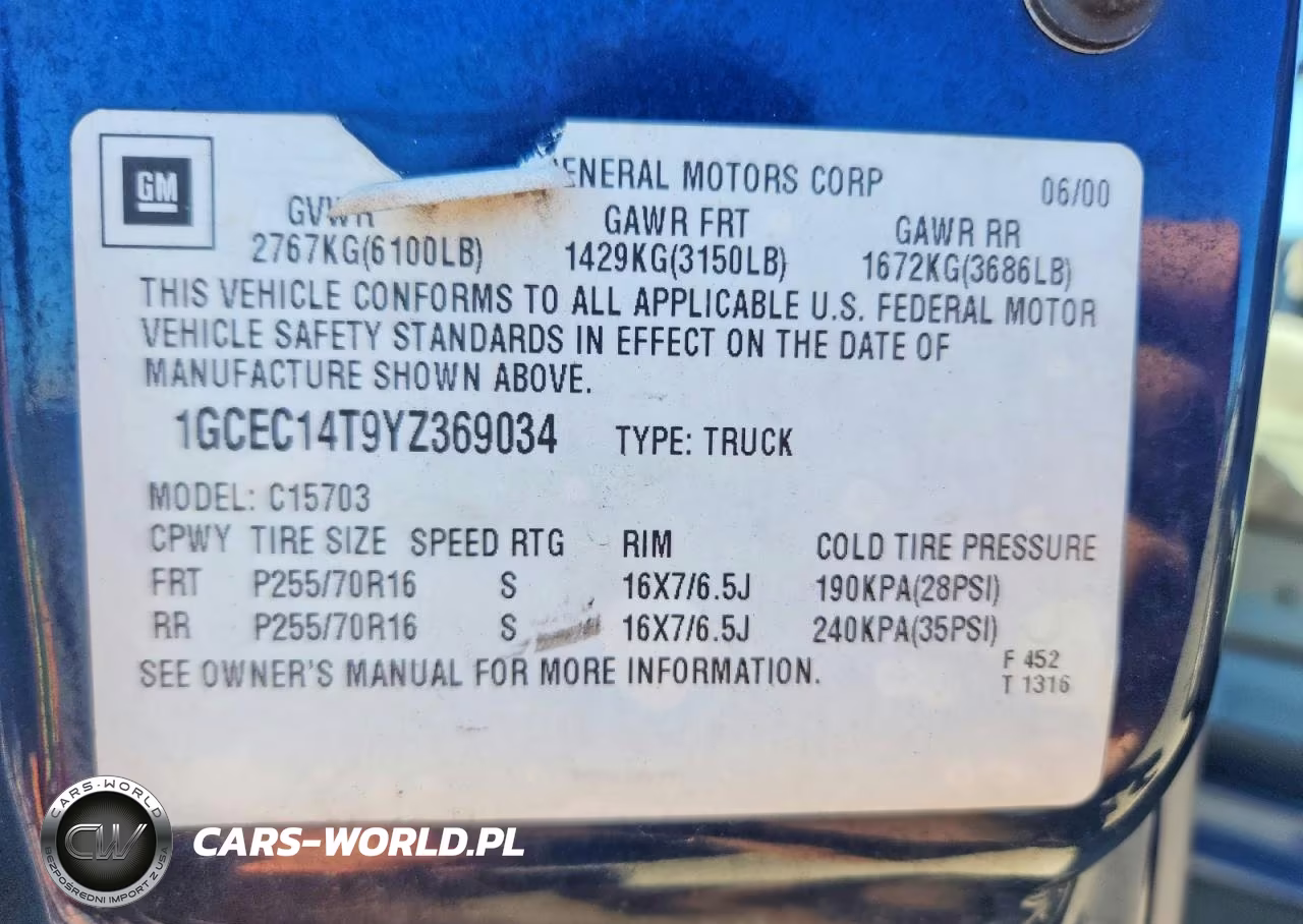 2000 Chevrolet Silverado C1500 VIN:1GCEC14T9YZ369034 - 12