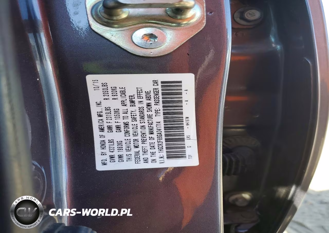2016 Honda Accord Exl VIN:1HGCR2F89GA041714 - 12