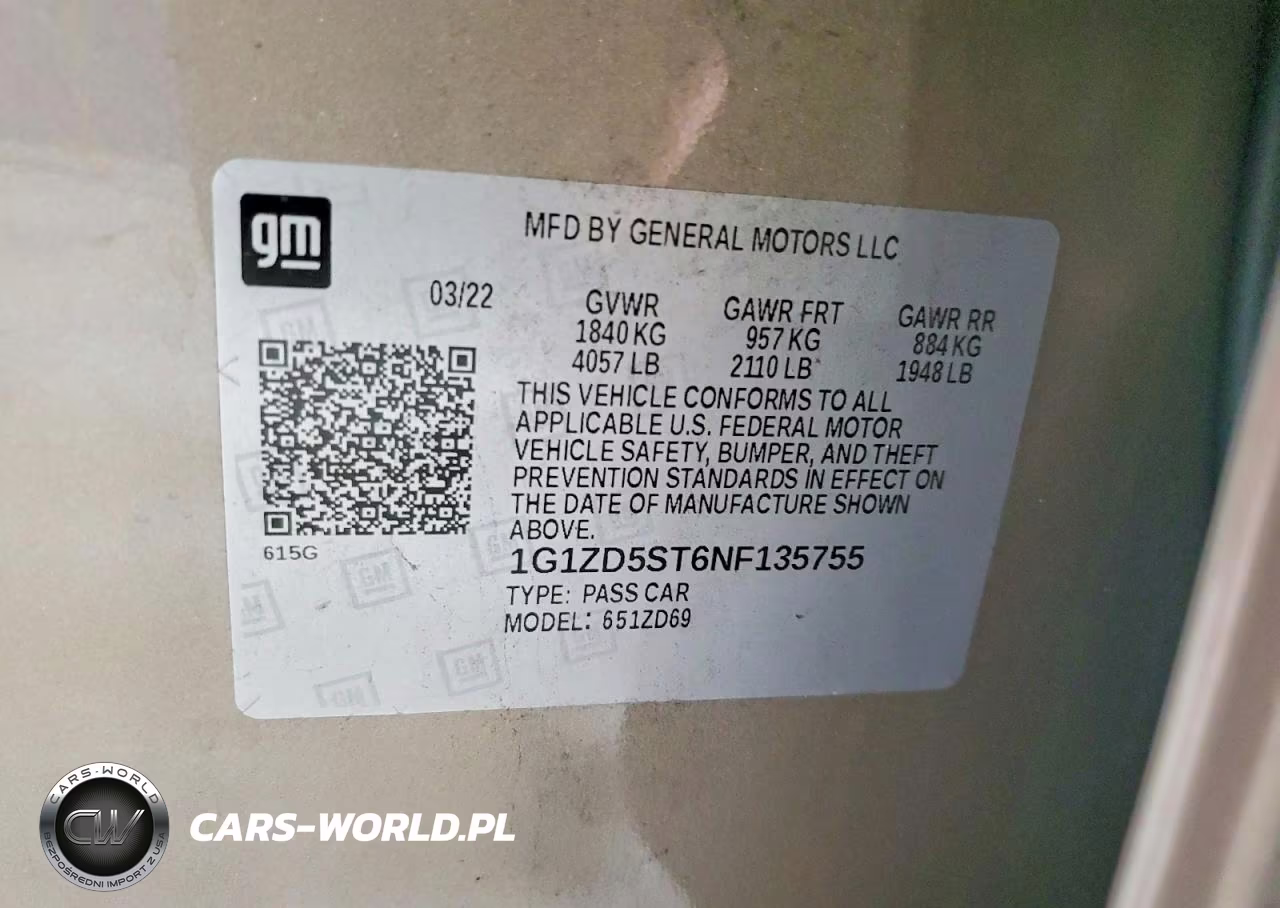 2022 Chevrolet Malibu Lt VIN:1G1ZD5ST6NF135755 - 12