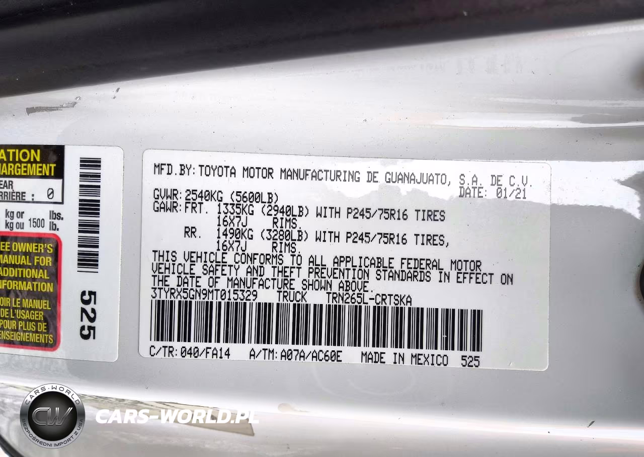 2021 Toyota Tacoma Sr VIN:3TYRX5GN9MT015329 - 12
