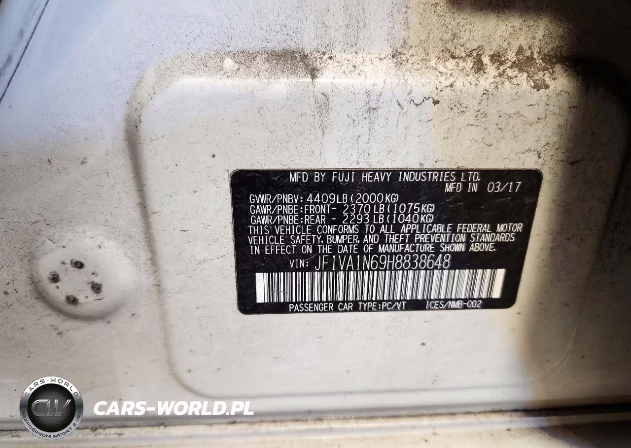 2017 Subaru Wrx Limited VIN:JF1VA1N69H8838648 - 13
