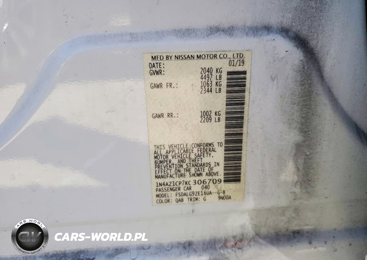 2019 Nissan Leaf Sl VIN:1N4AZ1CP7KC306709 - 13