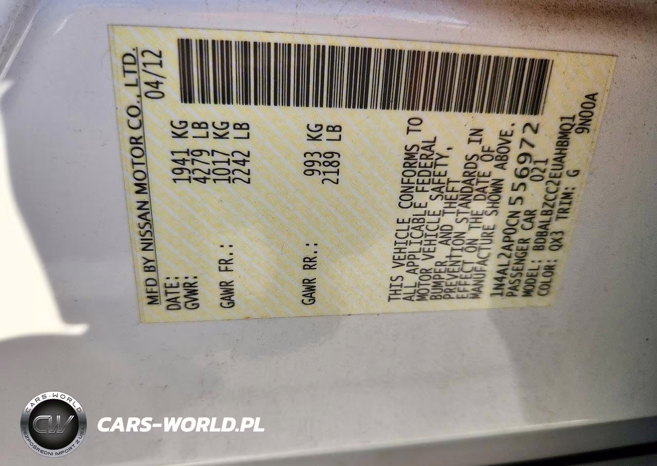 2012 Nissan Altima 2.5 VIN:1N4AL2AP0CN556972 - 13