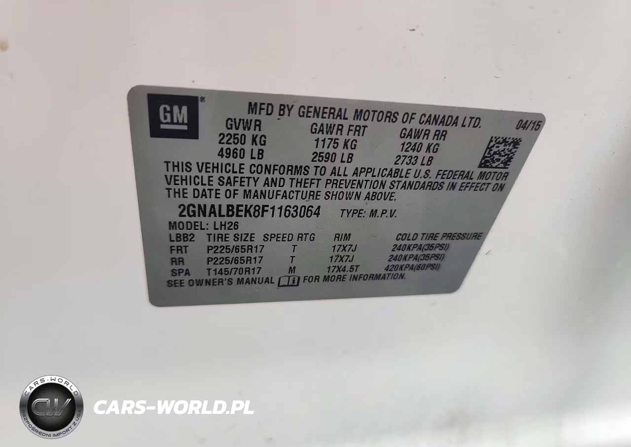 2015 Chevrolet Equinox Lt VIN:2GNALBEK8F1163064 - 13