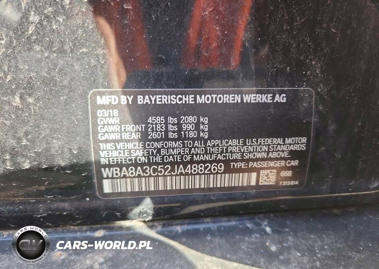 2018 BMW 320 Xi VIN:WBA8A3C52JA488269 - 12