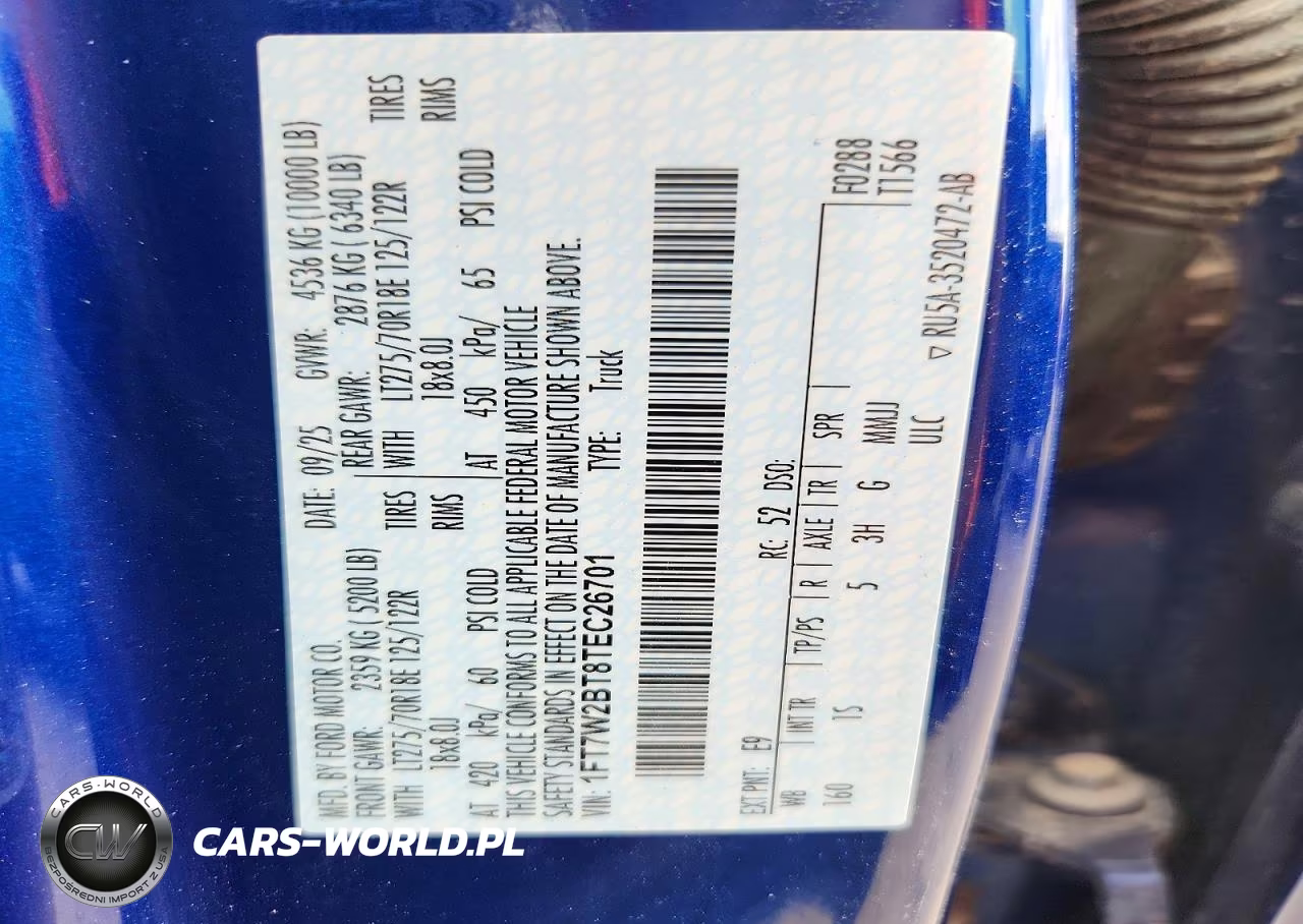 2026 Ford F250 Super Duty VIN:1FT7W2BT8TEC26701 - 12
