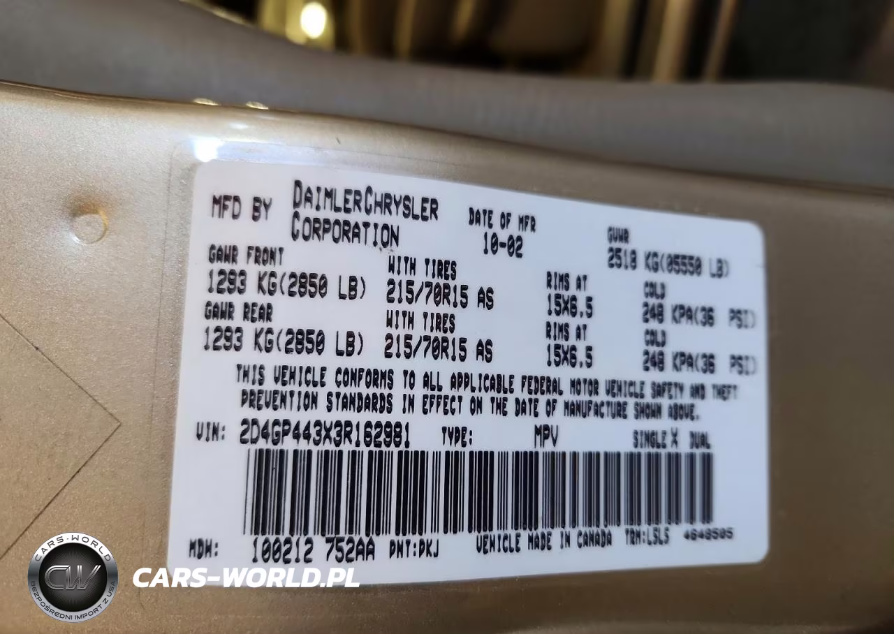 2003 Dodge Grand Caravan Sport VIN:2D4GP443X3R162981 - 13