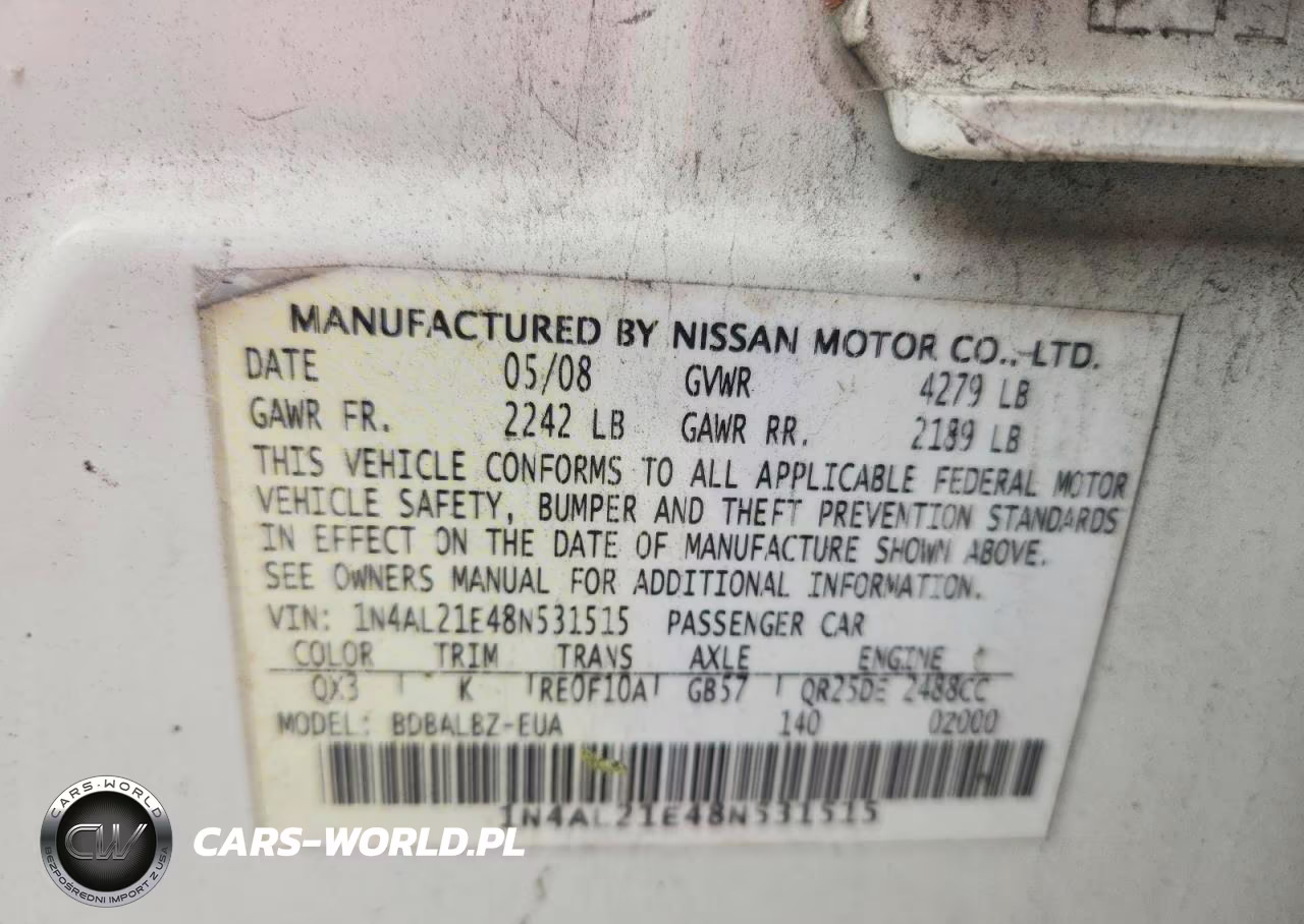 2008 Nissan Altima 2.5 VIN:1N4AL21E48N531515 - 13
