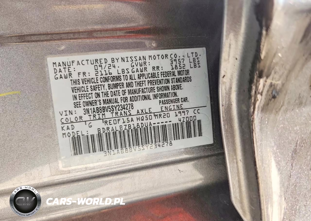 2025 Nissan Sentra S VIN:3N1AB8BV5SY234278 - 12