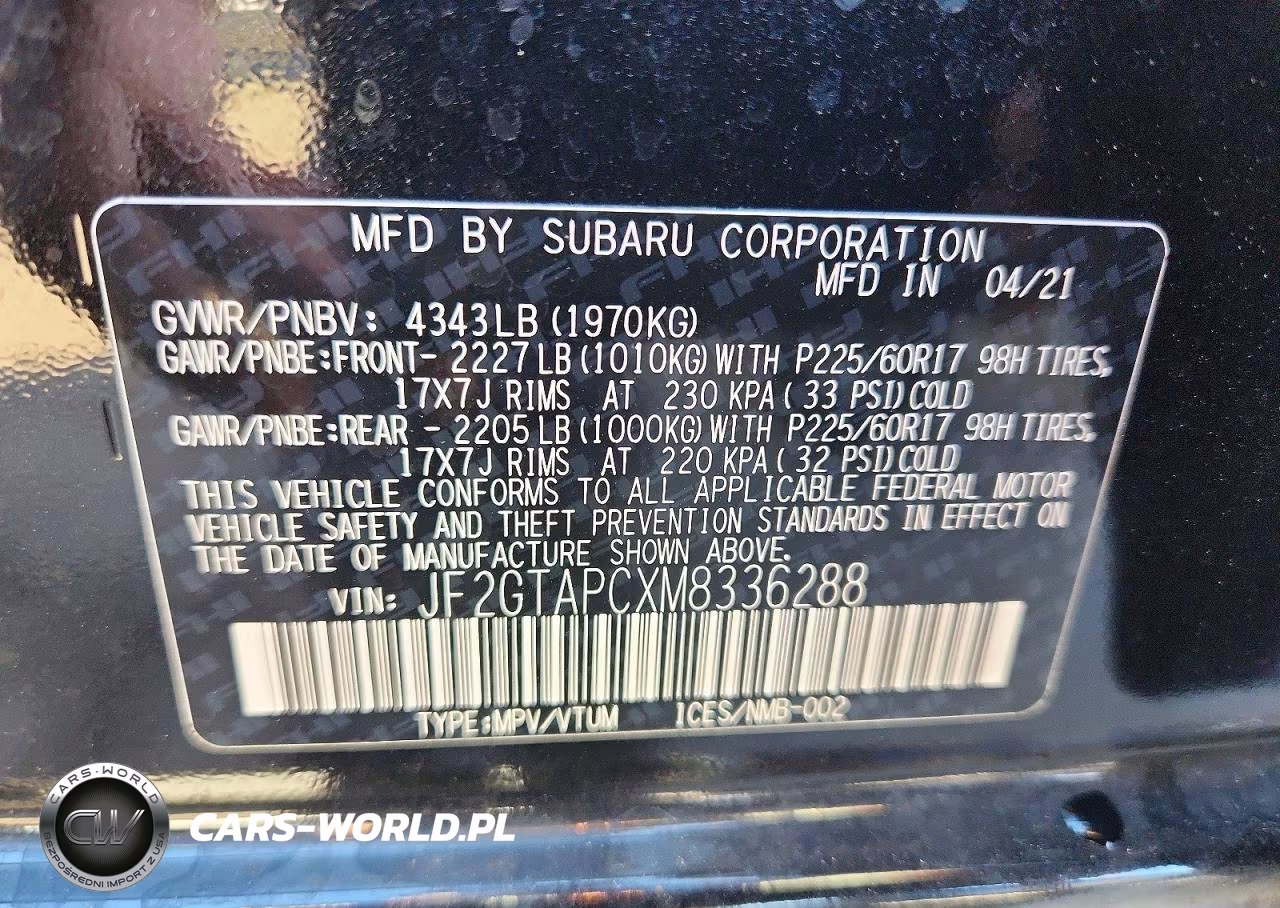 2021 Subaru Crosstrek Premium VIN:JF2GTAPCXM8336288 - 13