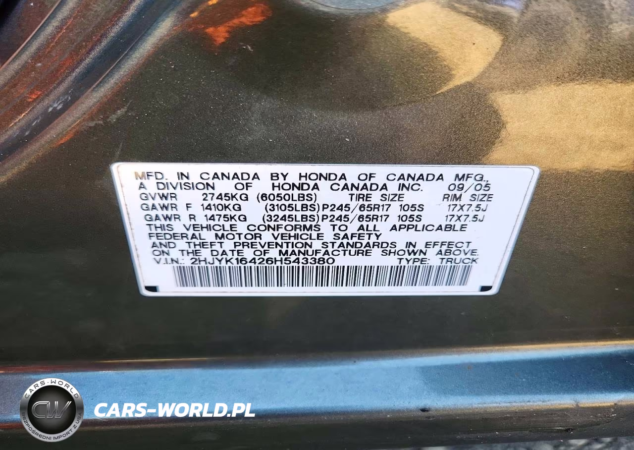2006 Honda Ridgeline Rts VIN:2HJYK16426H543380 - 12
