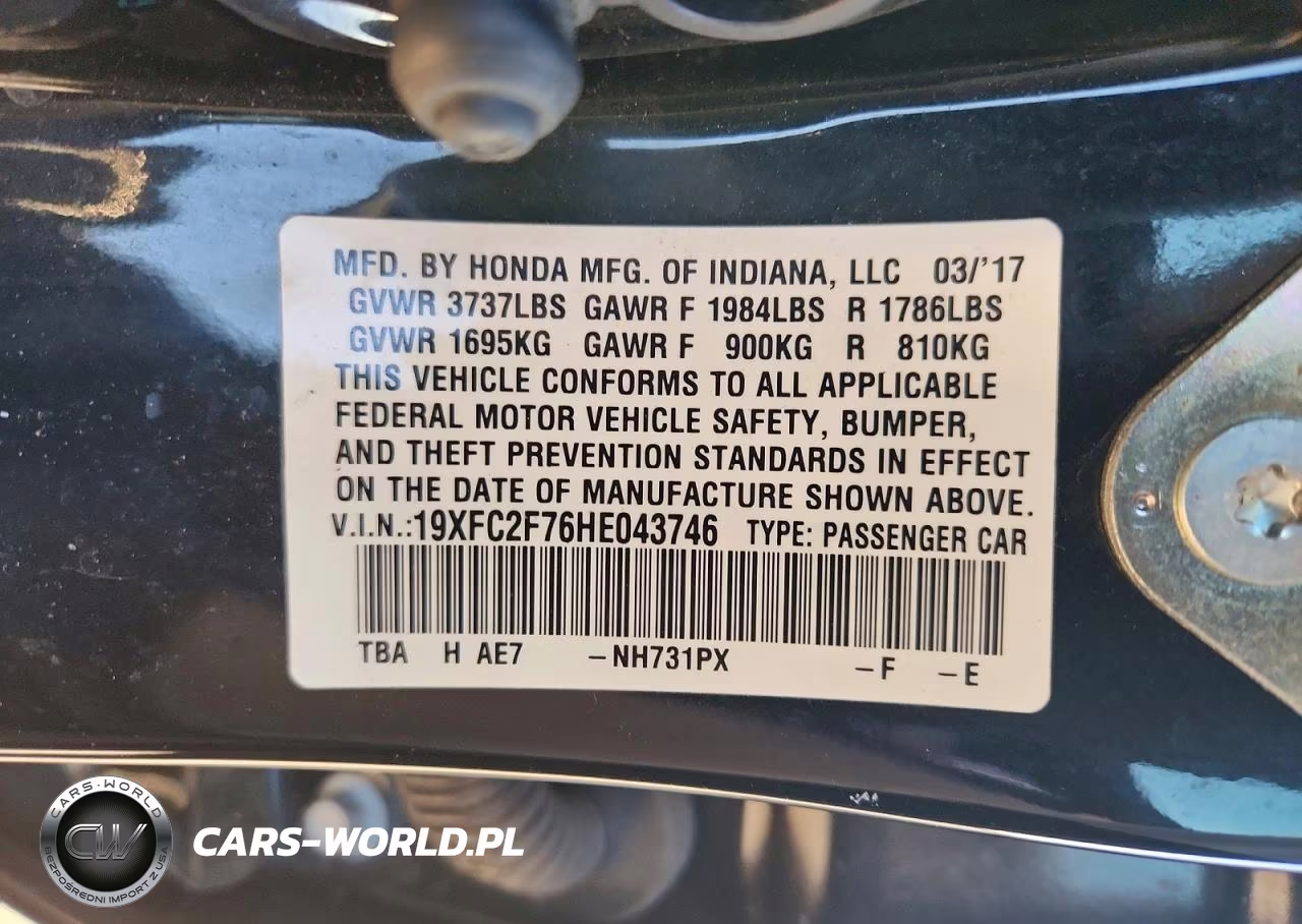 2017 Honda Civic Ex VIN:19XFC2F76HE043746 - 12