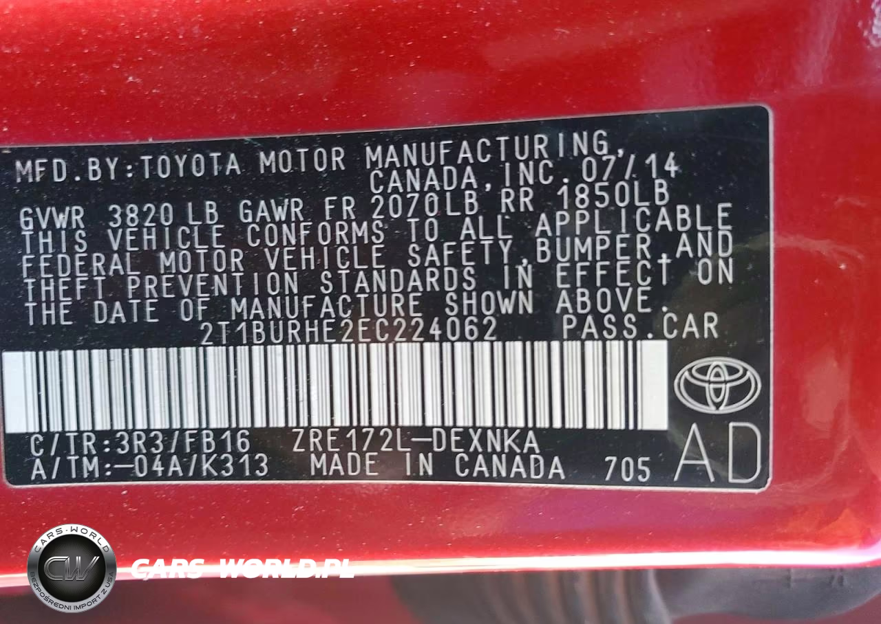 2014 Toyota Corolla Le VIN:2T1BURHE2EC224062 - 13