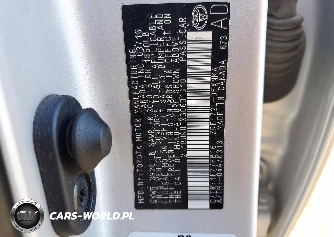 2016 Toyota Corolla Le Plus VIN:2T1BURHEXGC631310 - 13