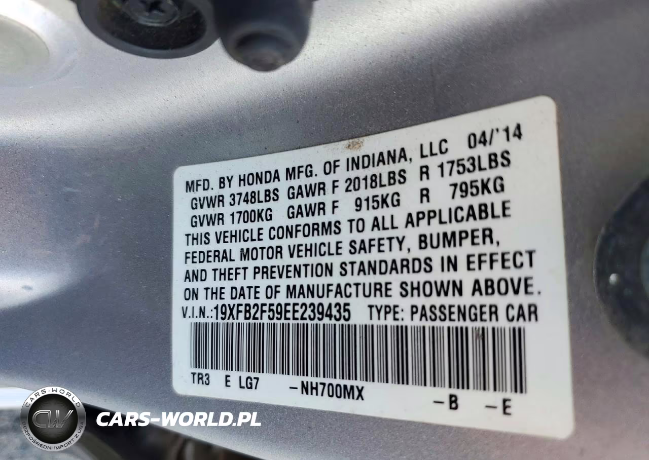 2014 Honda Civic Lx VIN:19XFB2F59EE239435 - 12