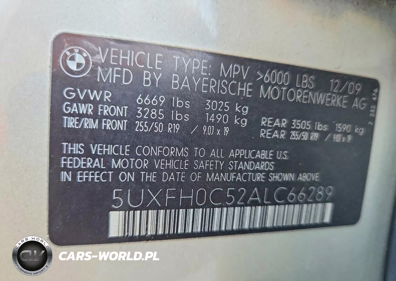 2010 BMW X6 Hybrid VIN:5UXFH0C52ALC66289 - 13