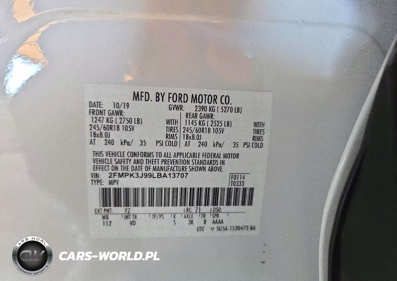2020 Ford Edge Sel VIN:2FMPK3J99LBA13707 - 13