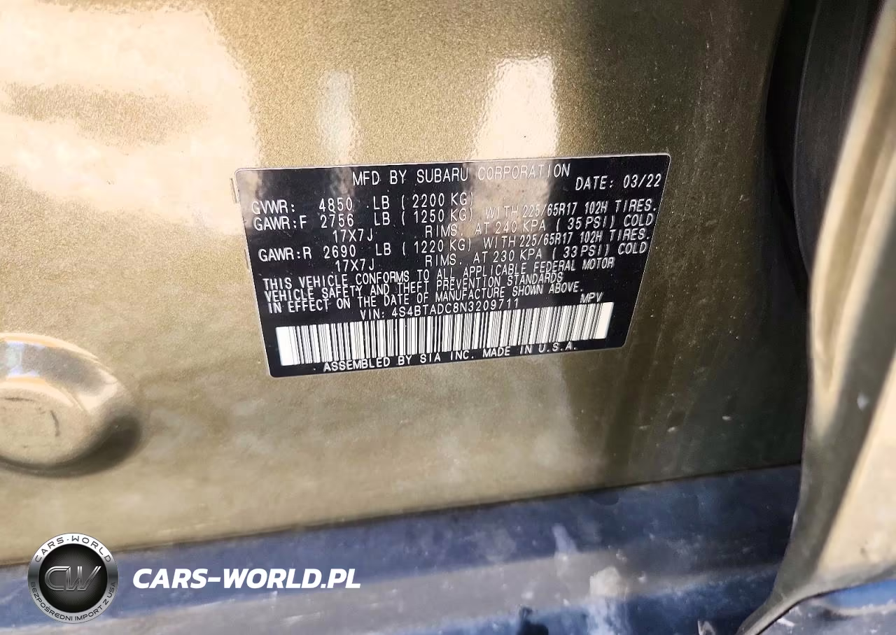 2022 Subaru Outback Premium VIN:4S4BTADC8N3209711 - 13
