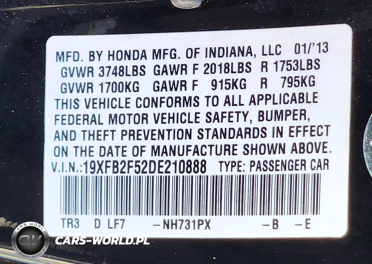 2013 Honda Civic Lx VIN:19XFB2F52DE210888 - 12