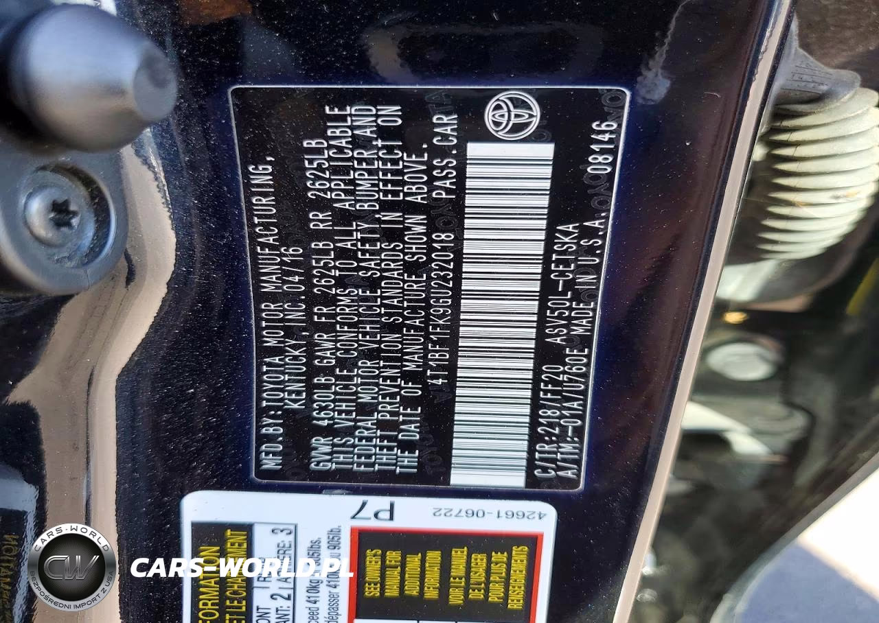 2016 Toyota Camry Se VIN:4T1BF1FK9GU232018 - 12