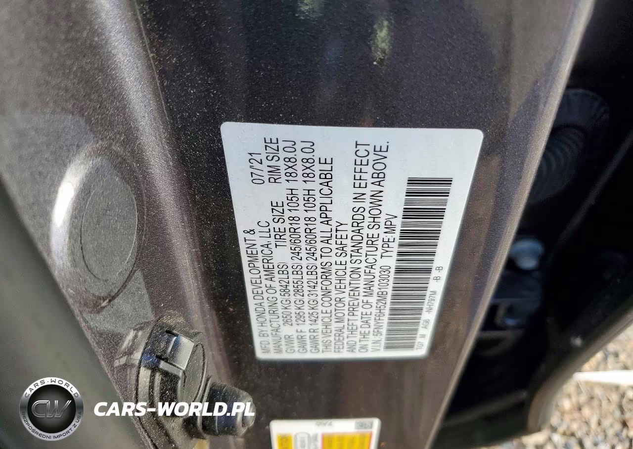 2021 Honda Pilot Exl VIN:5FNYF6H52MB103030 - 14
