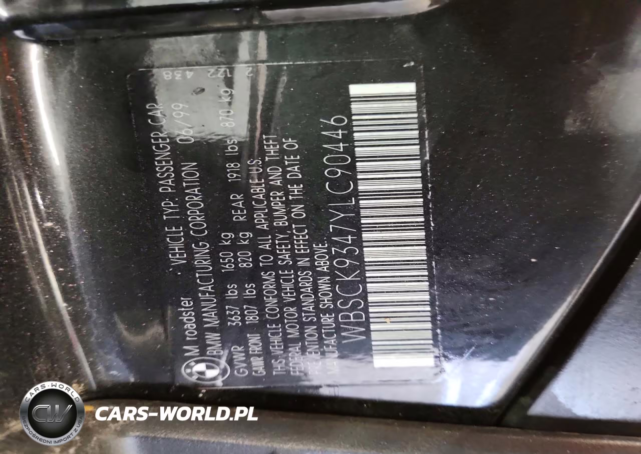 2000 BMW M Roadster VIN:WBSCK9347YLC90446 - 12