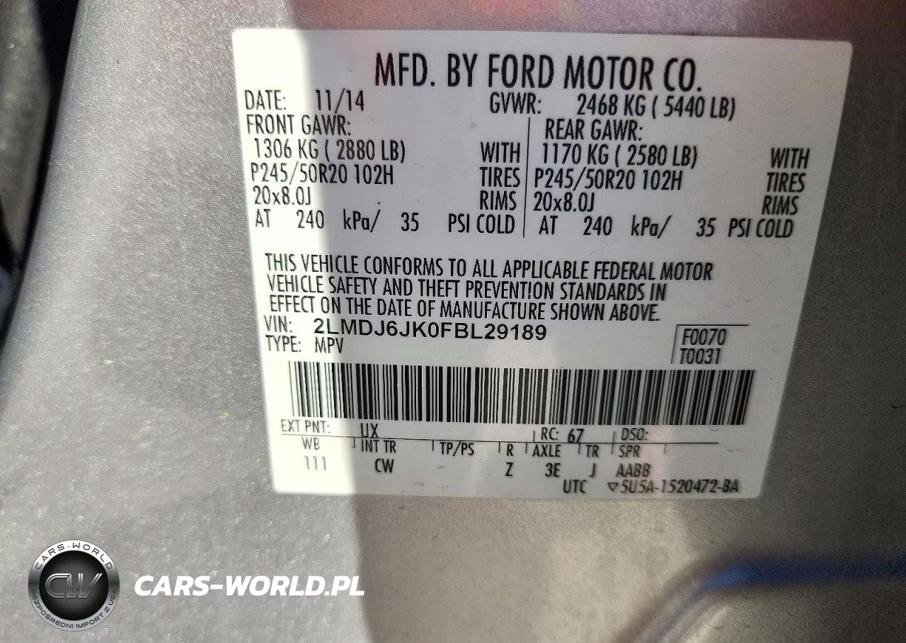 2015 Lincoln Mkx VIN:2LMDJ6JK0FBL29189 - 13