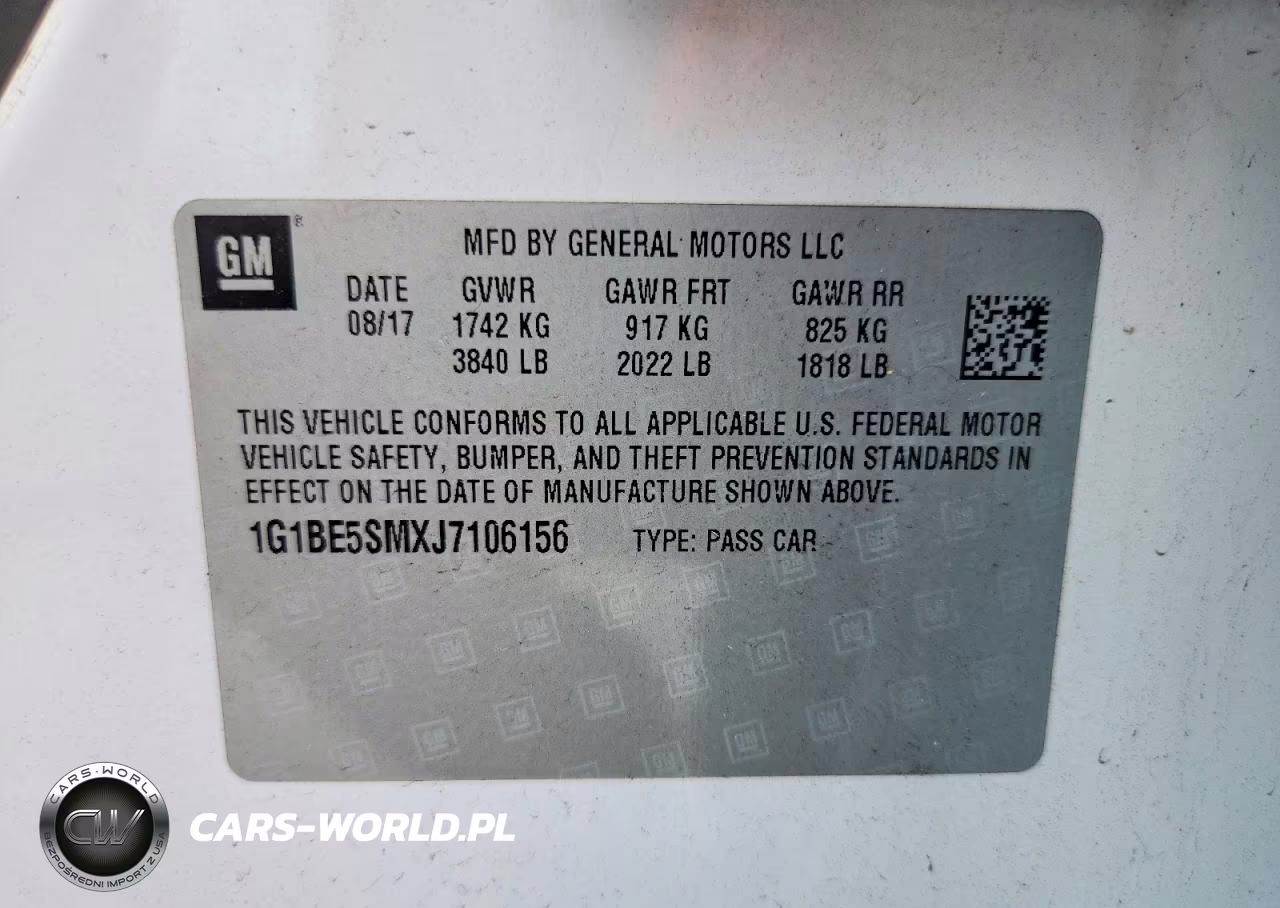 2018 Chevrolet Cruze Lt VIN:1G1BE5SMXJ7106156 - 13