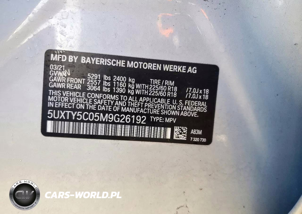 2021 BMW X3 xDrive30I VIN:5UXTY5C05M9G26192 - 13