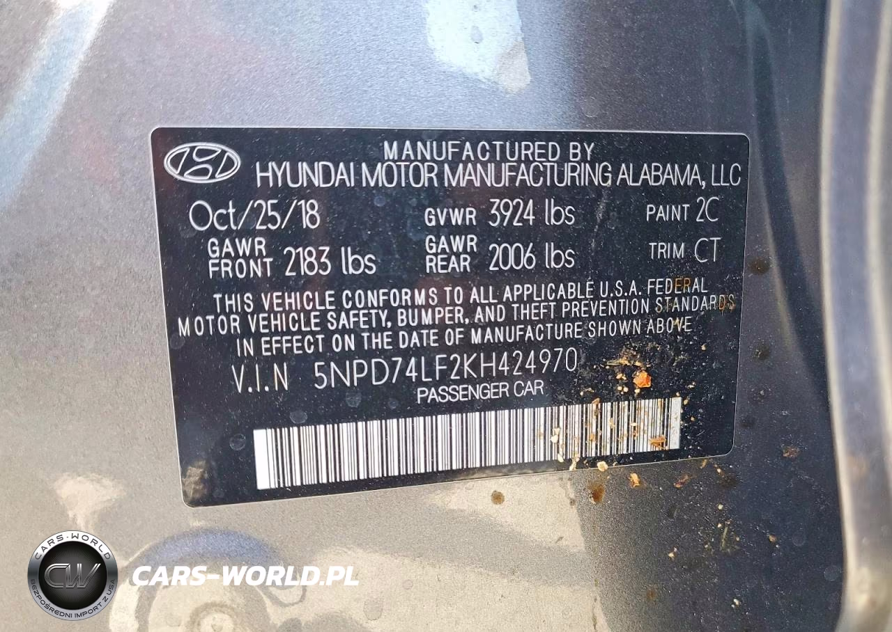 2019 Hyundai Elantra Se VIN:5NPD74LF2KH424970 - 12
