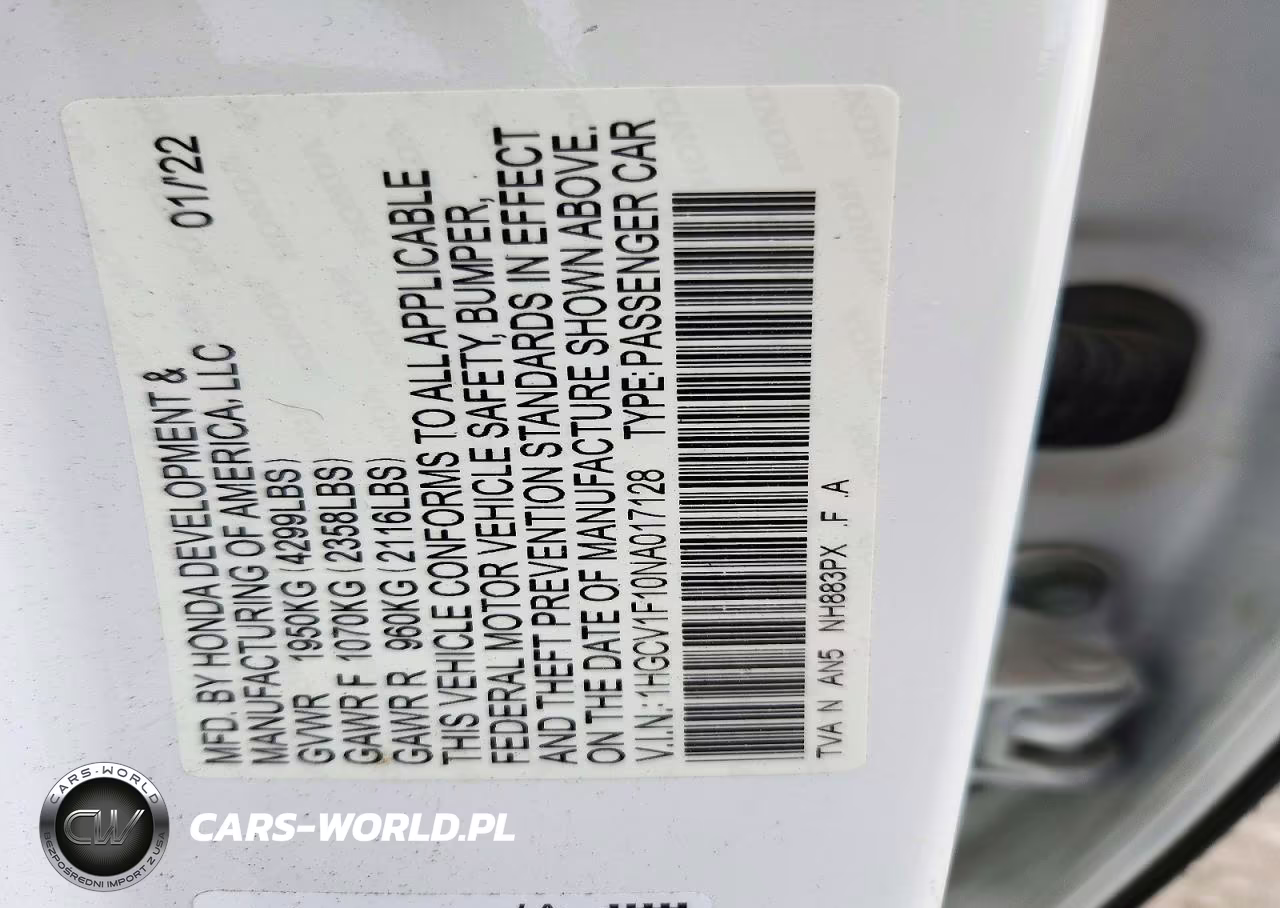 2022 Honda Accord Lx VIN:1HGCV1F10NA017128 - 12