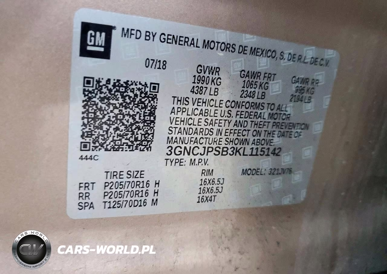 2019 Chevrolet Trax 1Lt VIN:3GNCJPSB3KL115142 - 12