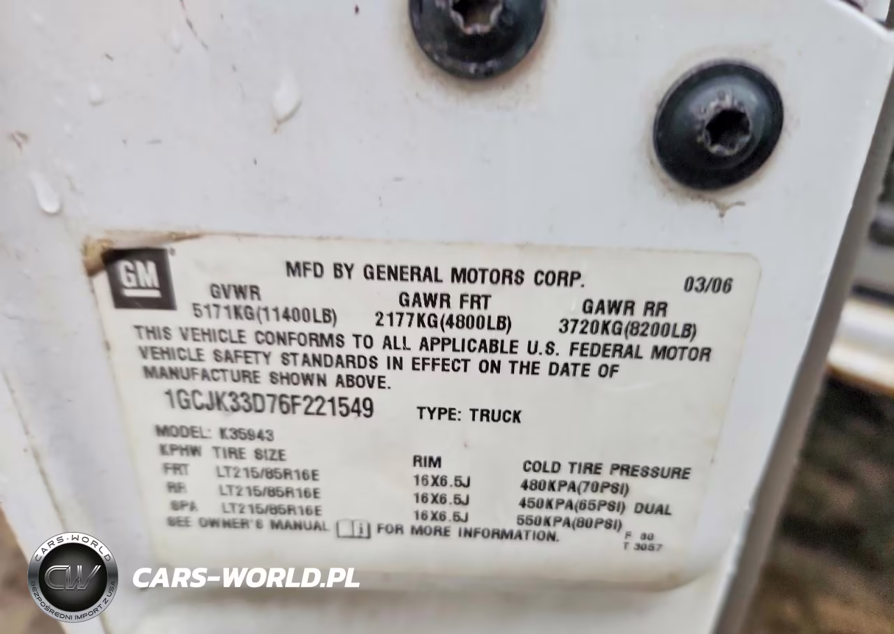 2006 Chevrolet Silverado K3500 VIN:1GCJK33D76F221549 - 12