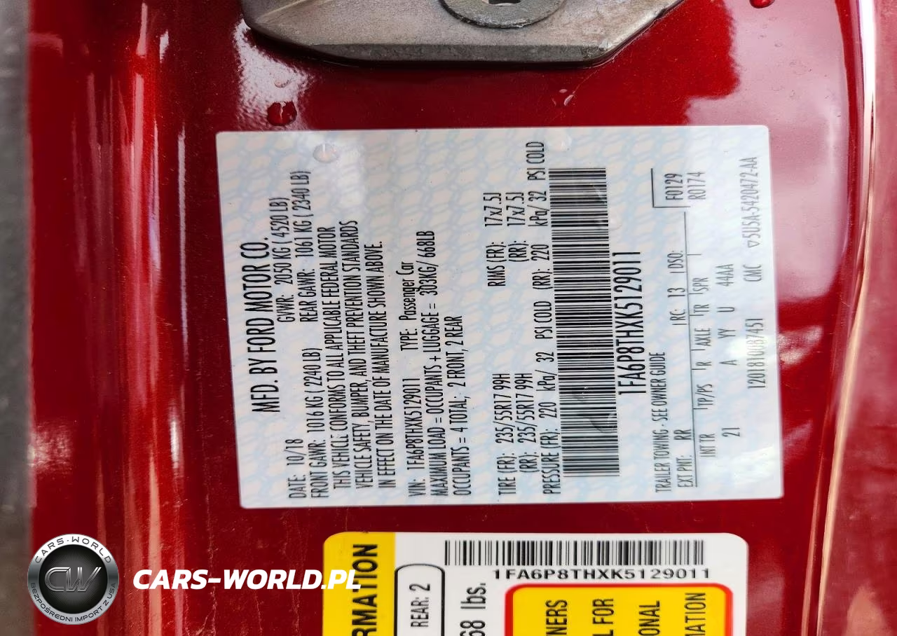 2019 Ford Mustang VIN:1FA6P8THXK5129011 - 12