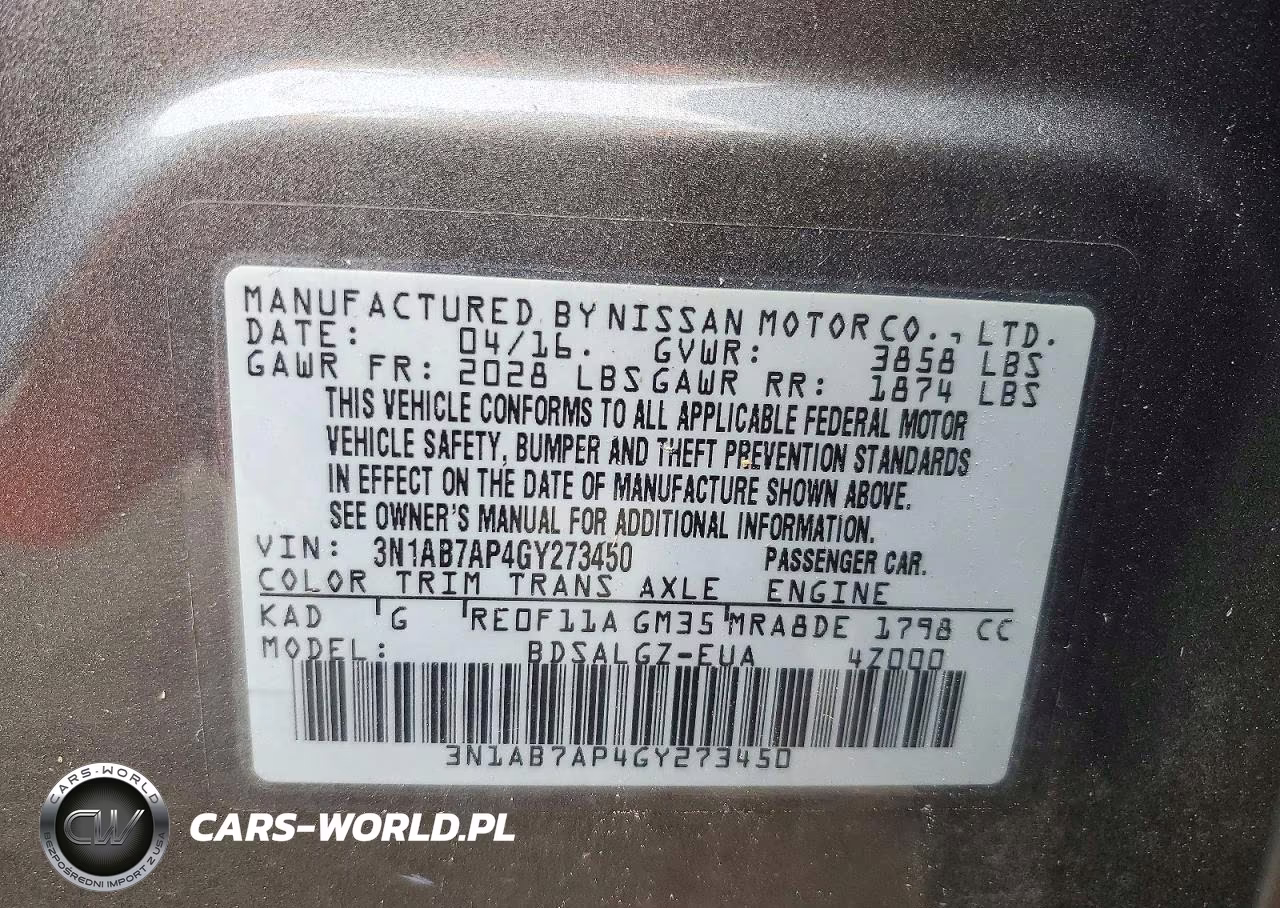 2016 Nissan Sentra Sl VIN:3N1AB7AP4GY273450 - 12