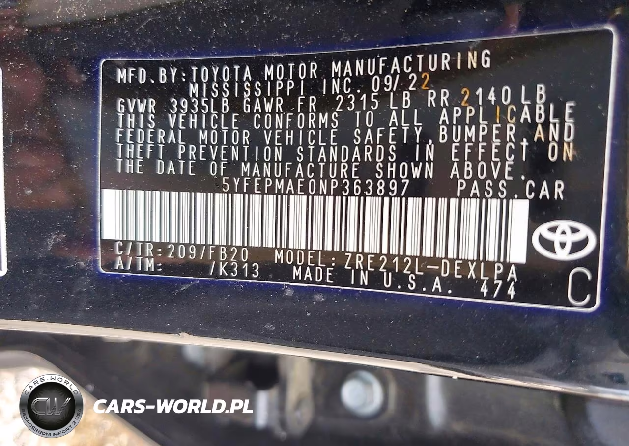 2022 Toyota Corolla Le VIN:5YFEPMAE0NP363897 - 13