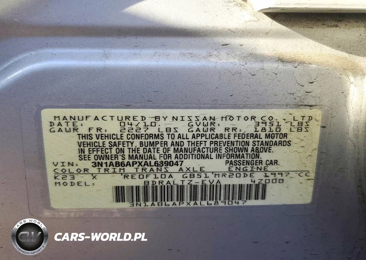 2010 Nissan Sentra 2.0 VIN:3N1AB6APXAL689047 - 13