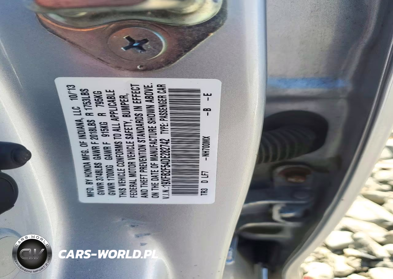 2013 Honda Civic Lx VIN:19XFB2F54DE282742 - 12