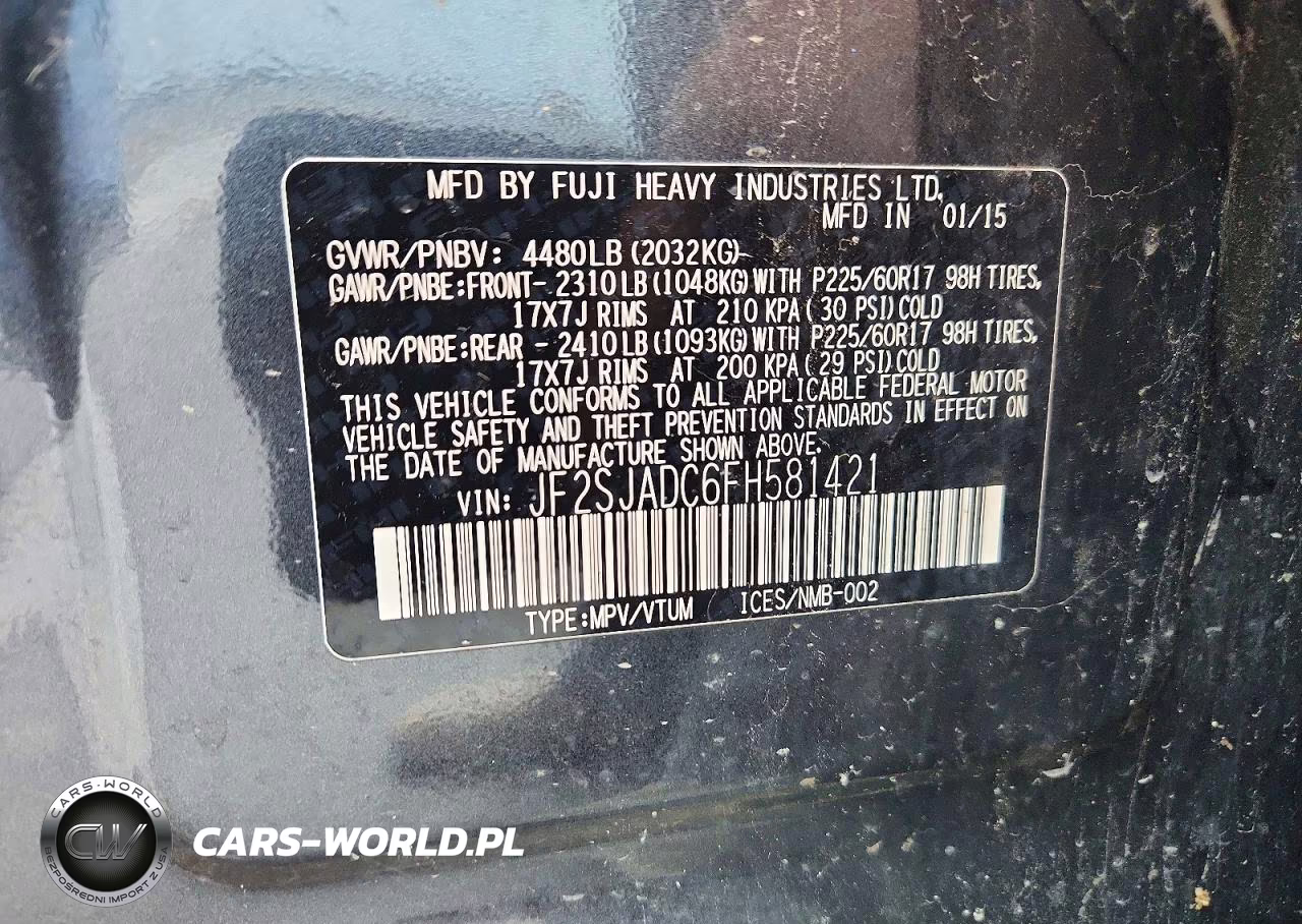2015 Subaru Forester 2.5I Premium VIN:JF2SJADC6FH581421 - 13