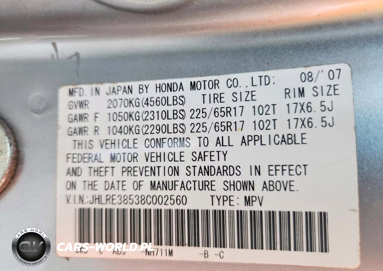 2008 Honda Cr-V Ex VIN:JHLRE38538C002560 - 13
