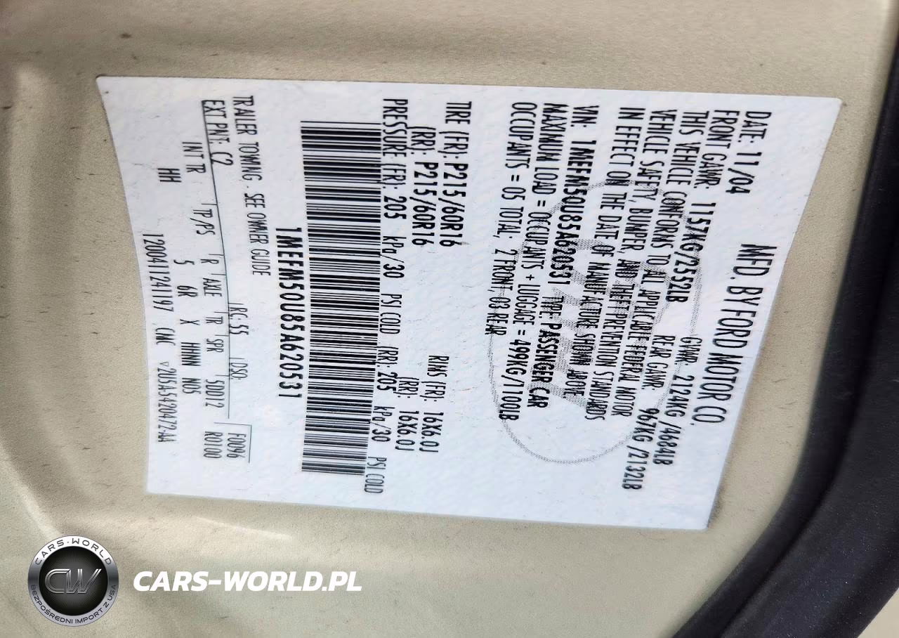 2005 Mercury Sable Gs VIN:1MEFM50U85A620531 - 12