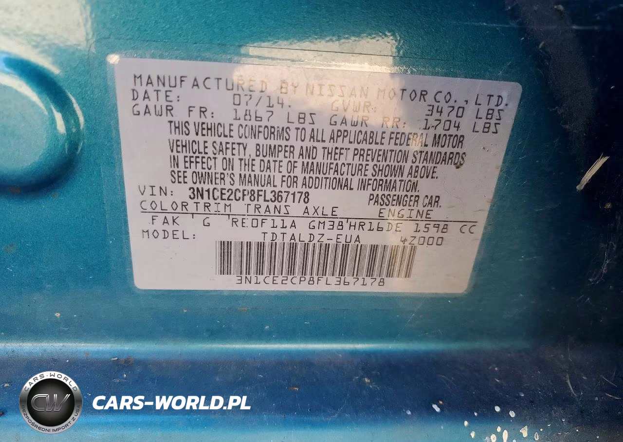 2015 Nissan Versa Note Sv VIN:3N1CE2CP8FL367178 - 13